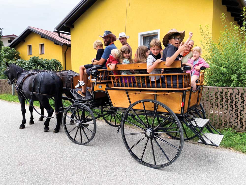 Children’s party in a horse wagon
